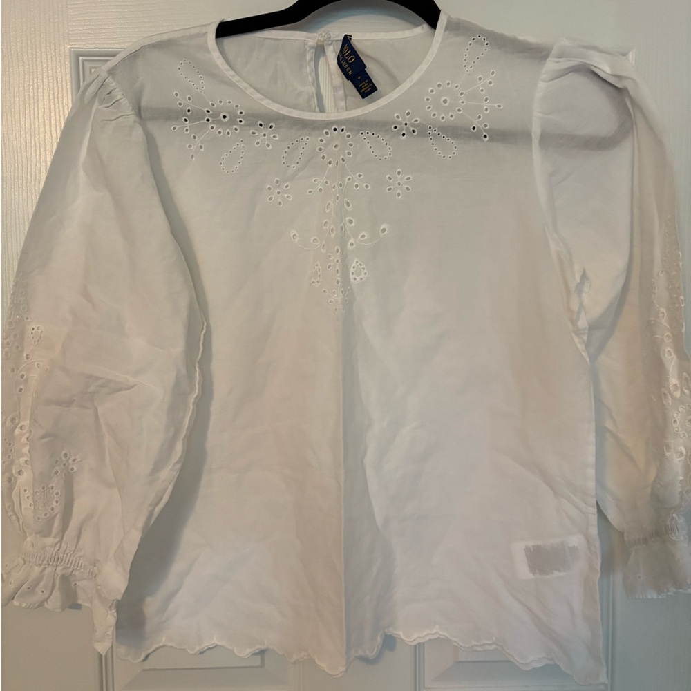 Ralph Lauren White Eyelet Blouse